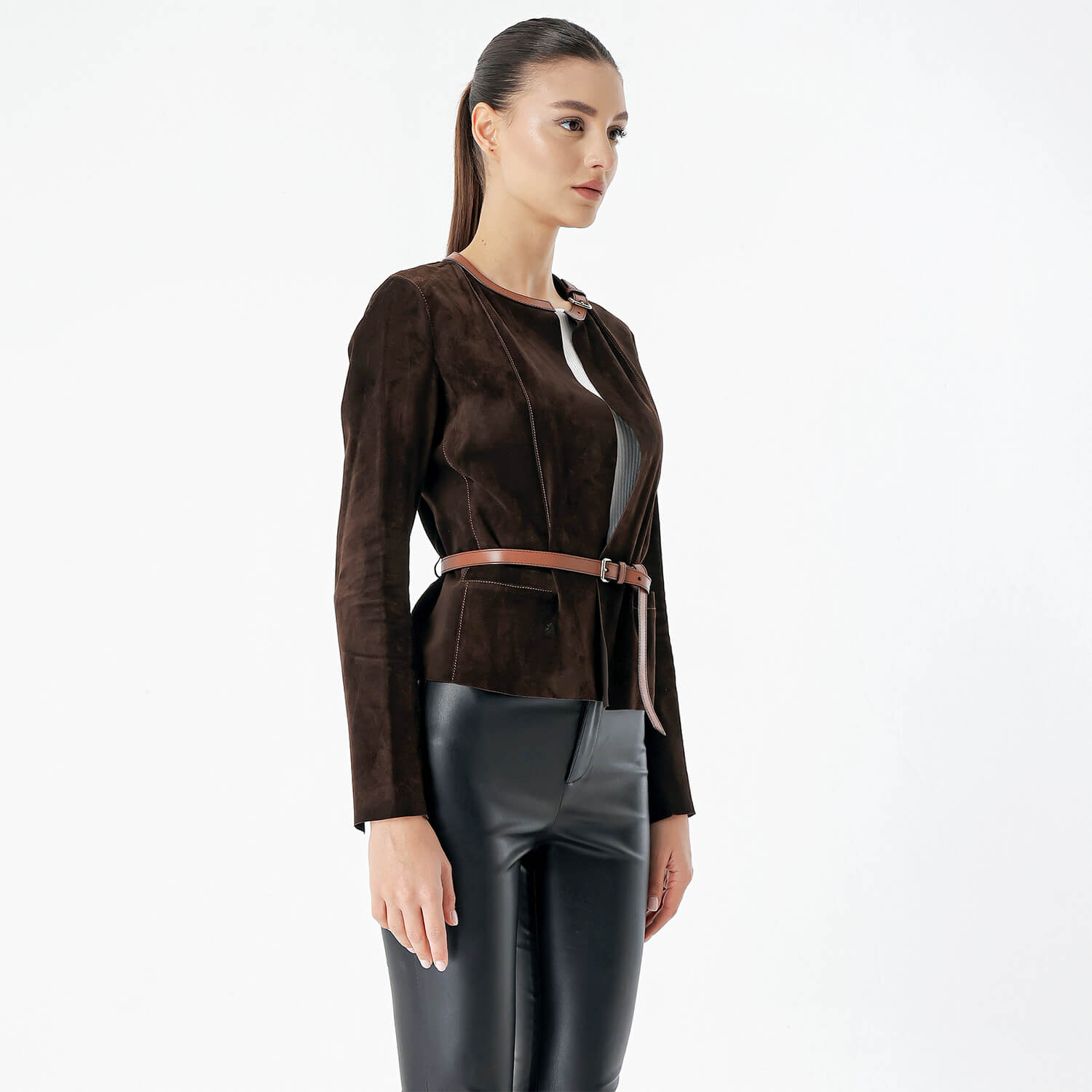 Prada - Brown Velvet Belted Jacket